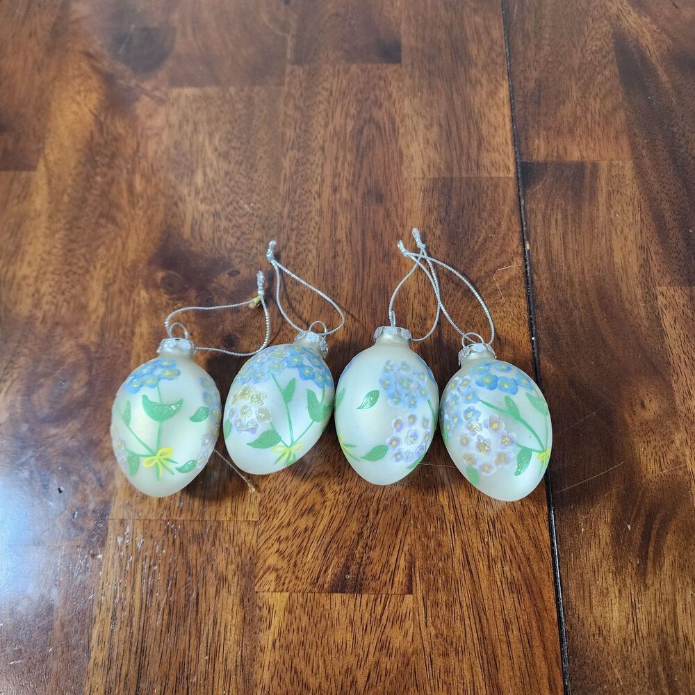 Easter Egg Ornaments Hand Painted Set of 4